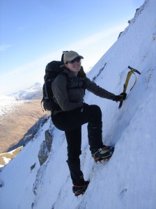Liz climbing onto the Sgurr a Mhaim as part of the Ring of Steall (eagle eyed viewers will noe the angle of the sky...)
