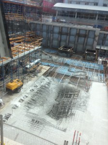 Concrete deck pour complete with undersigned additional ventilation/ natural lighting