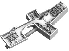 Current sections of architect model. The odd shape accopunts for a Highway fly over foundation,road junction and buried services.