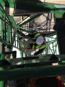 Fat bloke stuck in ladder
