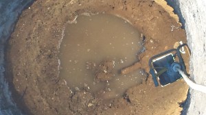 6m deep, tie rod visible on the left of next to the light. 