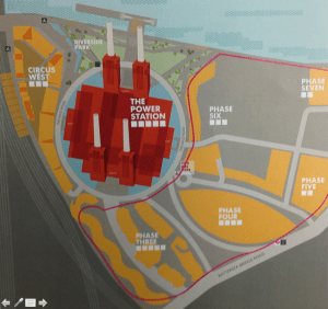 Overview of the Battersea Power Station Development. Phase 1 is labelled as Circus West.