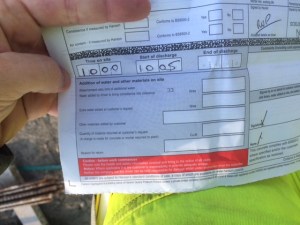 Concrete ticket - max additional water is marked on every ticket