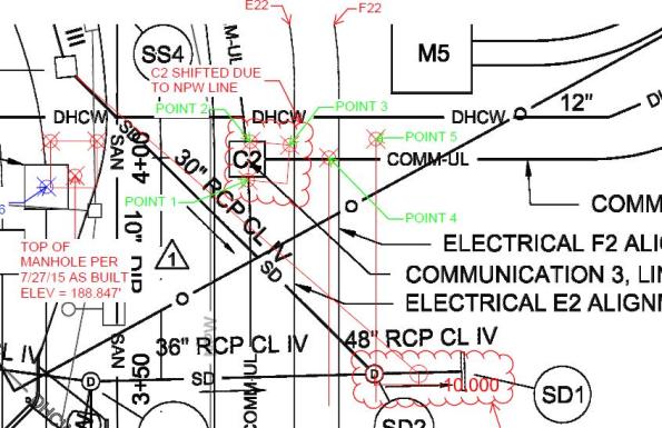 As built showing shift in ductbank centreline