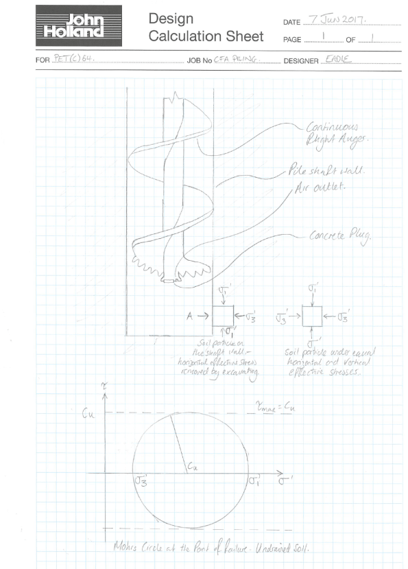 CFA Pile Excavation Calc Sheet