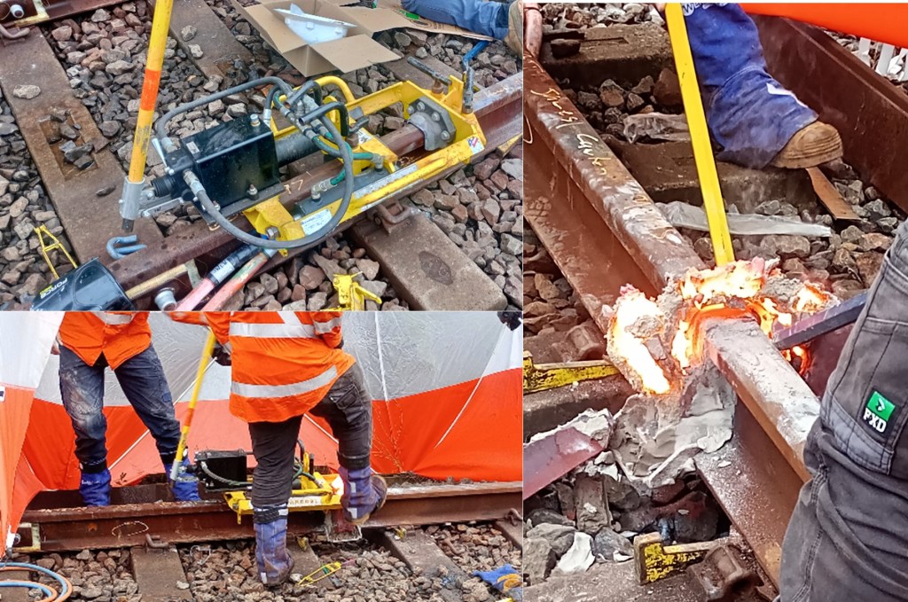 Hydraulic trimming to remove excess.